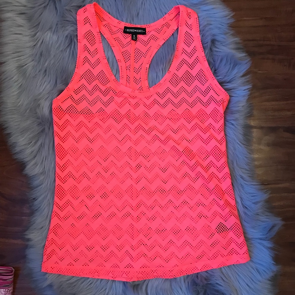 Inspired Hearts Bright Pink Racerback Tee